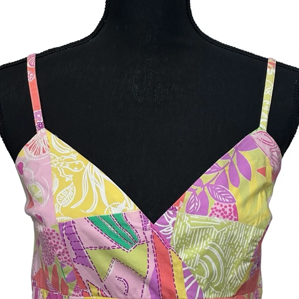 VTG Lilly Pulitzer Dress Chef's Blend Patchwork Size 10P Spaghetti Straps READ - Picture 2 of 7